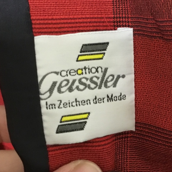 Vintage~90s Red Plaid Blazer Suit Jacket European made Geissler - Picture 8 of 11